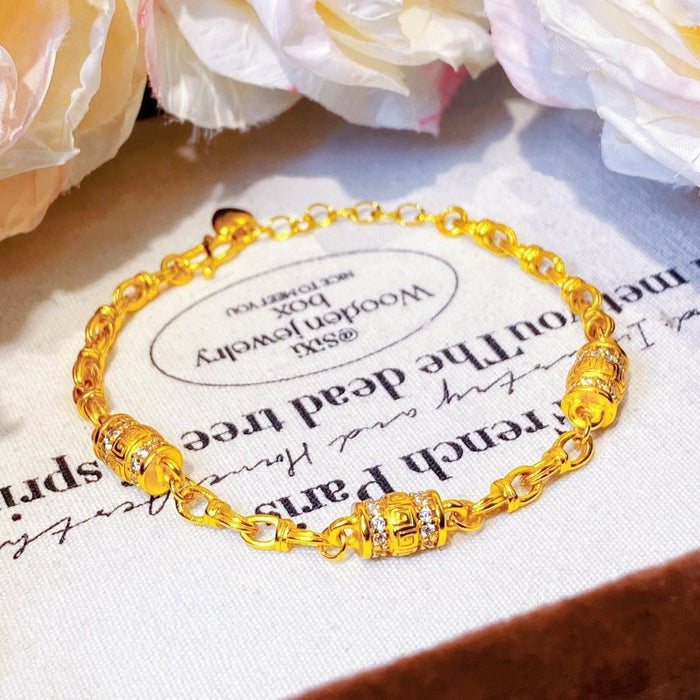 Wholesale Sand Gold Diamond Fortune Lucky Small Waist Bracelet with High Quality, Light Luxury, Simple Fashion, Handmade Decoration