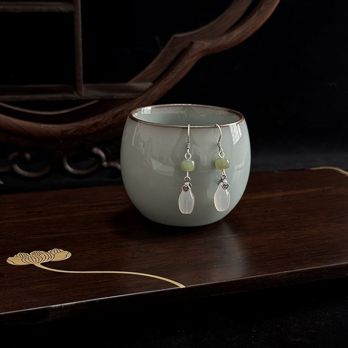 Wholesale Water Drop Pendant Earrings Women's Retro Jade Earrings Niche Ear Hangers New