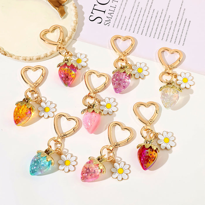 Wholesale Cute Strawberry Heart Keychain Bag Charm Fashion Gift