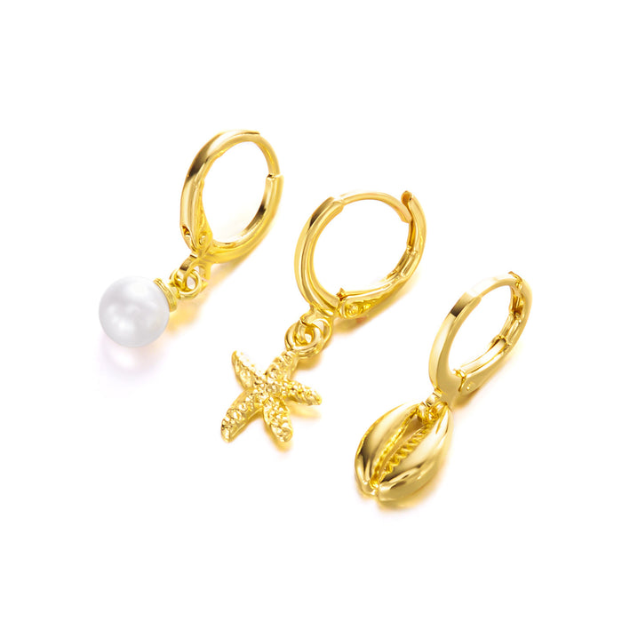 Wholesale Fashionable and Personalized Pearl Ear Buckle 3-Piece Retro Style Pendant Earrings