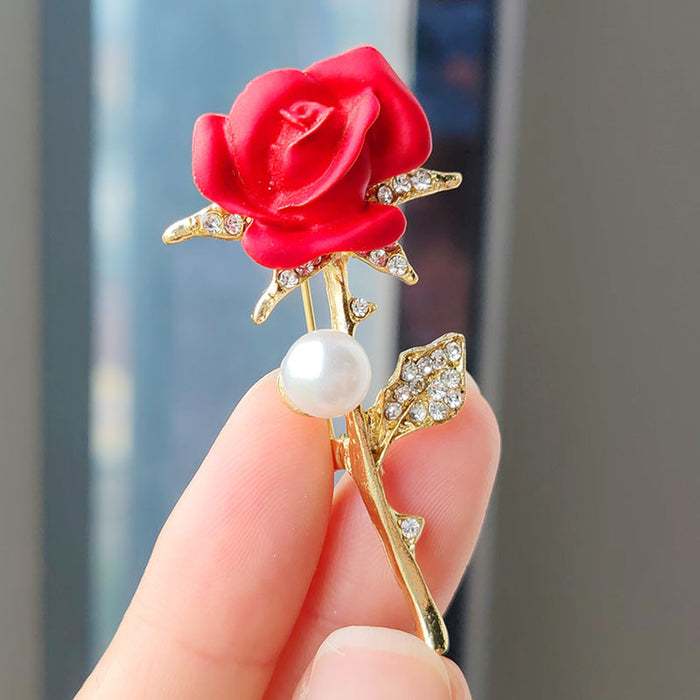 Wholesale flower pearl diamond brooch personalized creative drop oil flower accessories