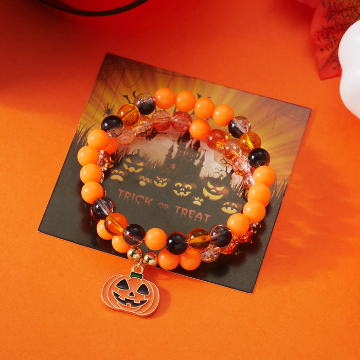 Wholesale  Funny Cartoon Crystal Beaded Bracelet Versatile Witch Pumpkin  Web Wizard Hat Bracelet