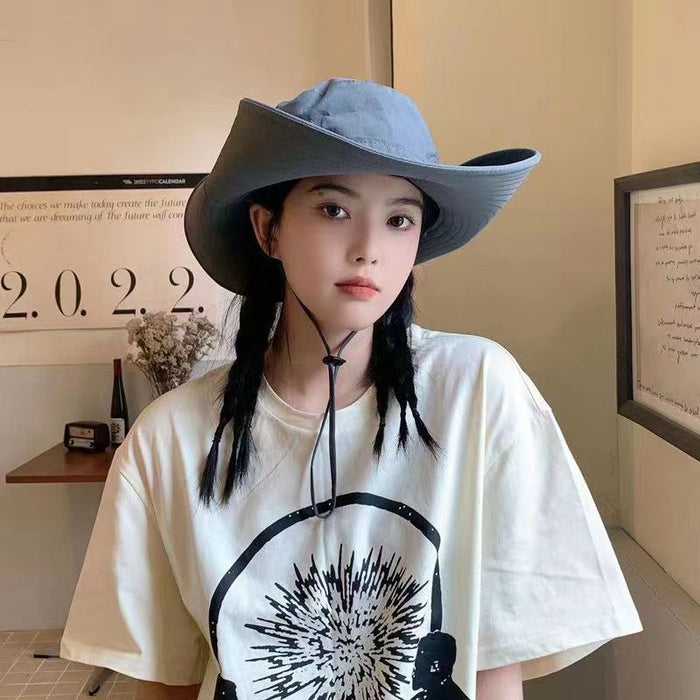 Wholesale Hat Drawstring Versatile Breathable Fisherman's Hat Sunshade and Sun Protection Large brimmed Sun Hat