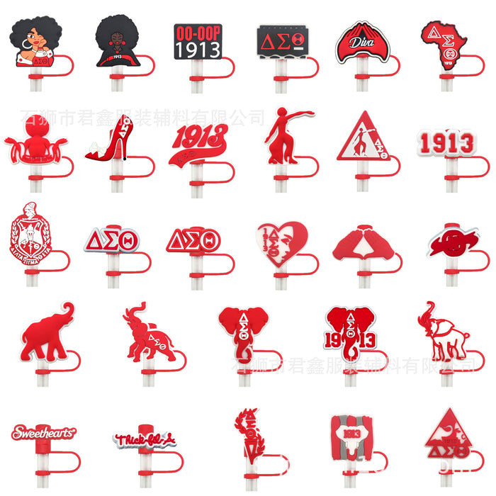 Wholesale 50pcs Red Community Straw Cap  Decorative Dust Plug Straw Cover