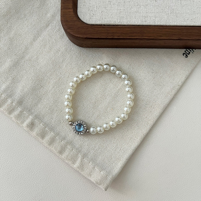 Wholesale Sea Blue Treasure Pearl Necklace Light Luxury Niche Clavicle Chain Pearl Earrings Necklace Set