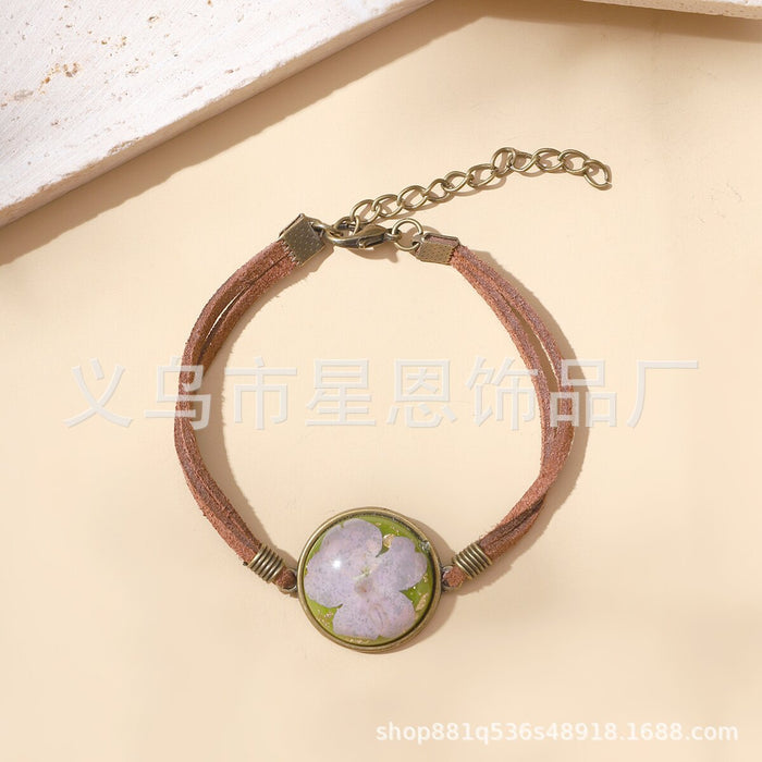 Wholesale Drip resin retro dried clover bracelet popular jewelry