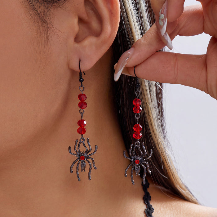 Wholesale Orange Skull Tassel Earrings Party Jewelry Accessory Alloy Electroplated