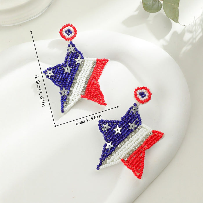 Wholesale Wholesale of national flag earrings with red, white, and blue pentagrams