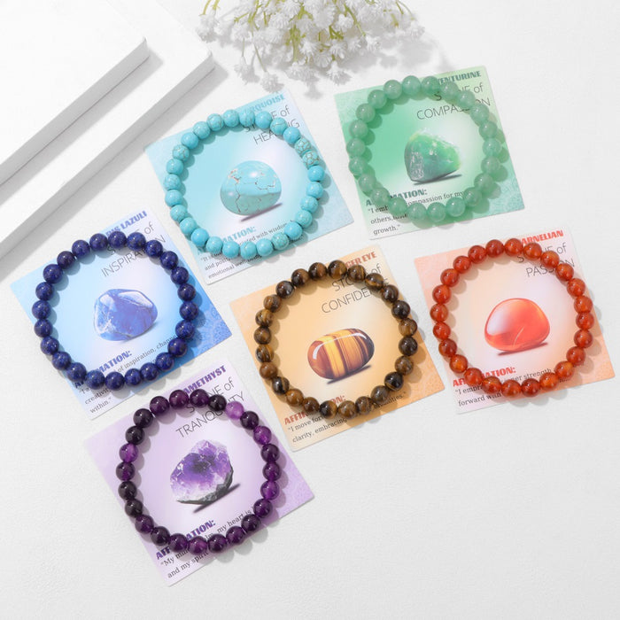 Wholesale 8mm stone bead bracelet with elastic cord a new design for couples