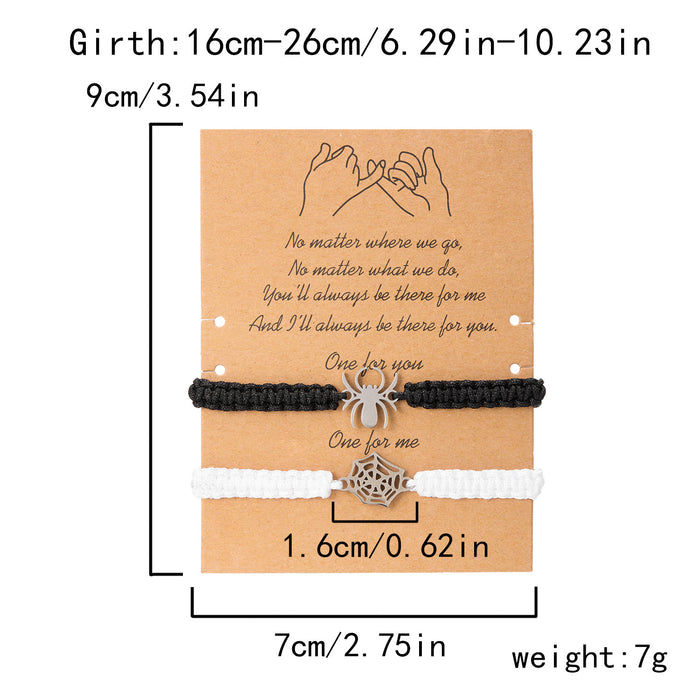 Wholesale  Woven Hand Rope Simple Paper Card Pair Pack Couple Bracelet