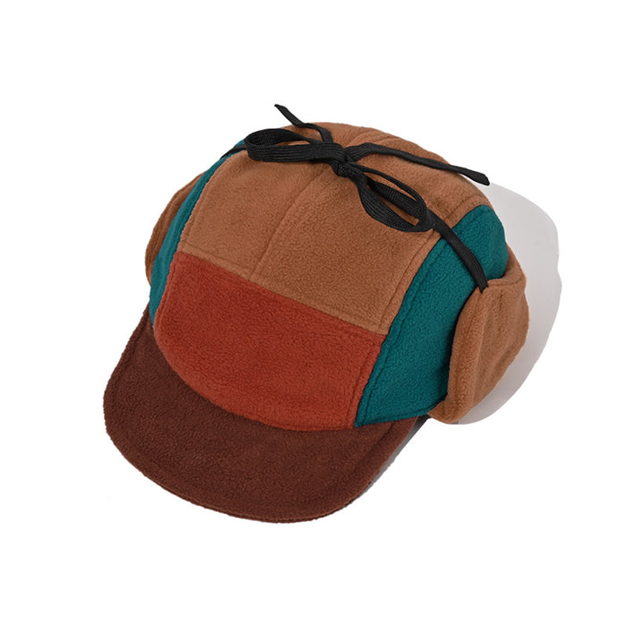 Wholesale Baseball cap, quick drying duckbill cap, ear protection, color blocked cap, fleece fleece