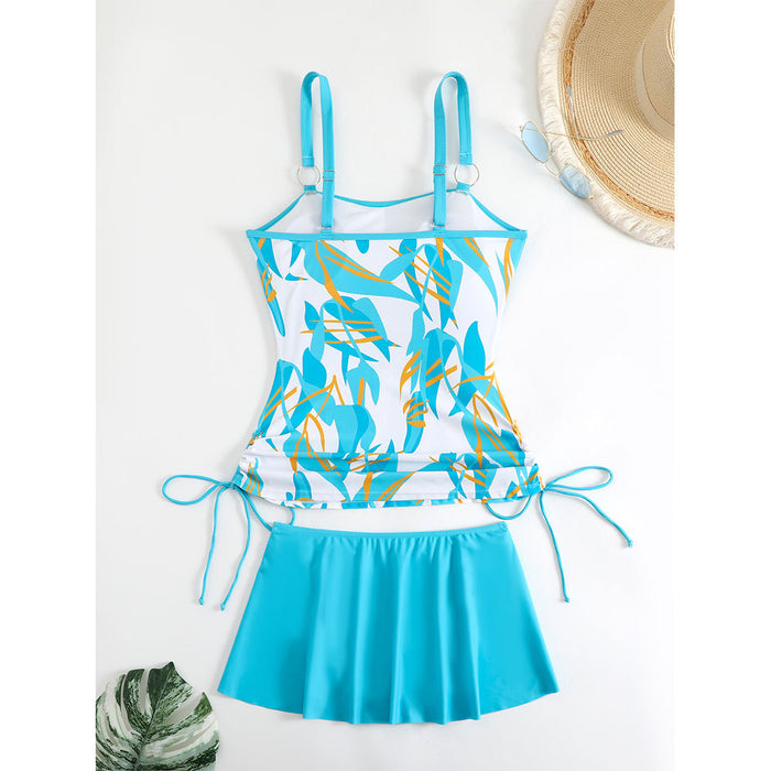 Wholesale New skirt style split swimsuit with digital print on both shoulders for women