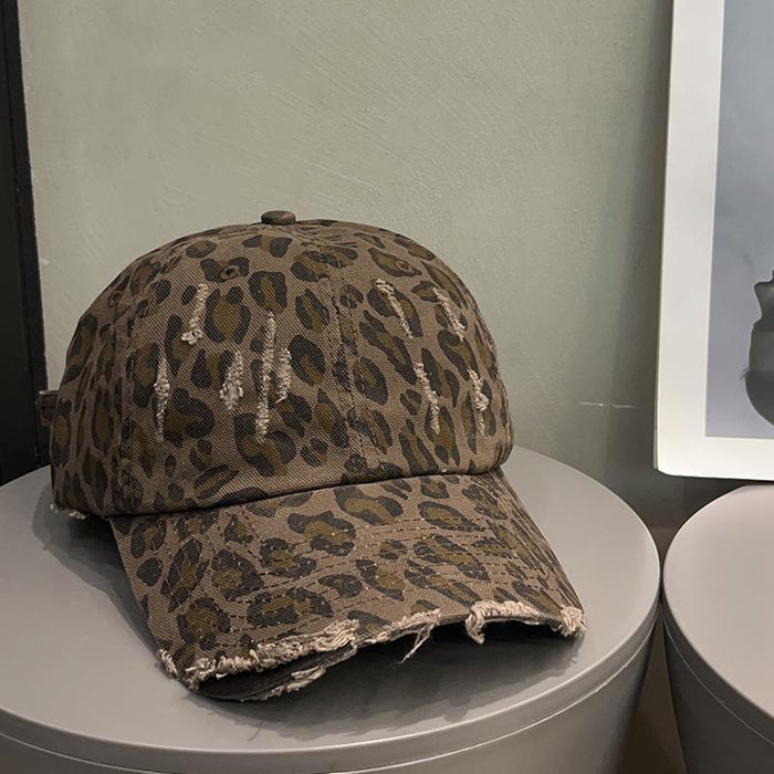 Wholesale Trendy and fashionable leopard print baseball hat with street personality, retro and vintage style, wide brimmed sun shading duckbill hat