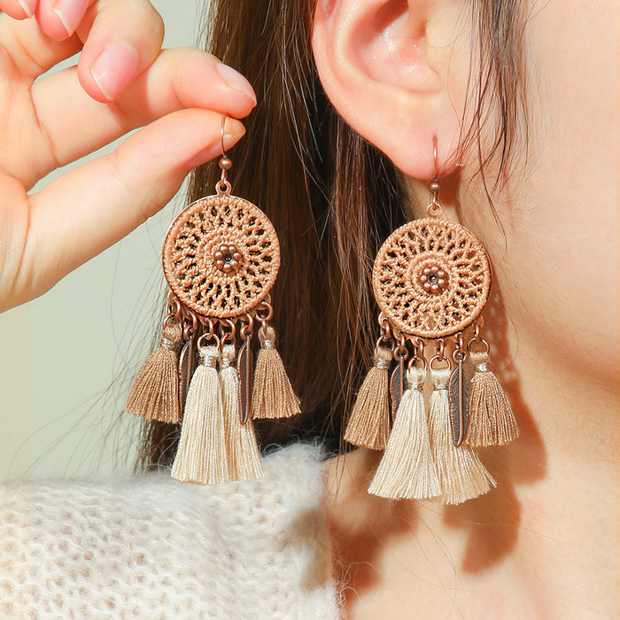 Wholesale Bohemian Retro Tassel Earrings Ethnic Style Zinc Alloy Gift MOQ≥2