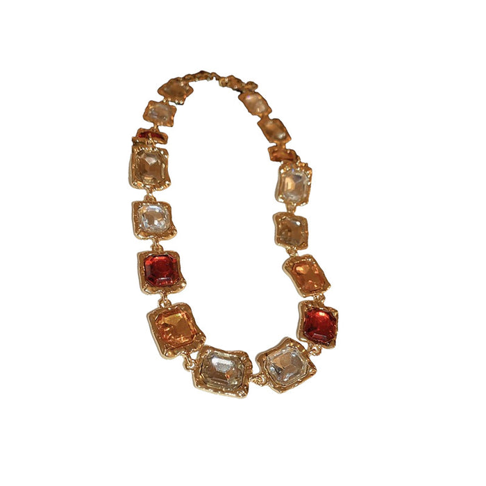 Wholesale Diamond-encrusted Square Choker Necklace Collarbone Necklace