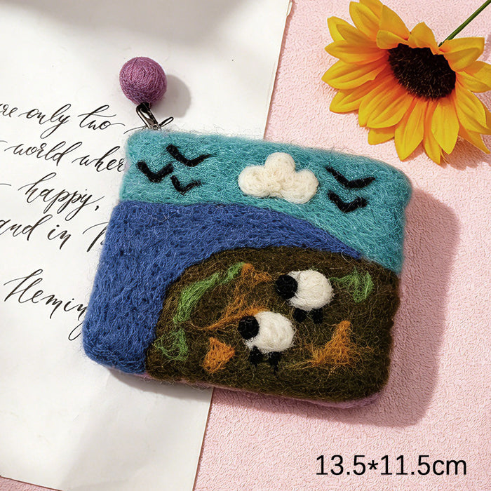 Wholesale Modern Felt Sheep Coin Purse Cute Cartoon Animal Phone Bag MOQ≥10