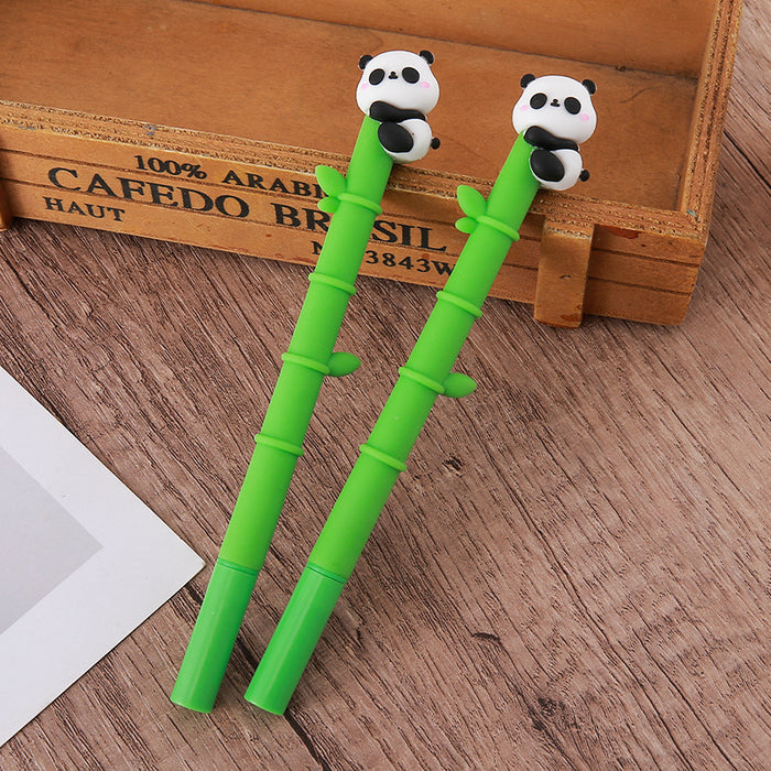 Wholesale Cute Panda Bamboo Design 0. 5mm Gel Pen Plastic Barrel Stainless Steel Tip MOQ≥2