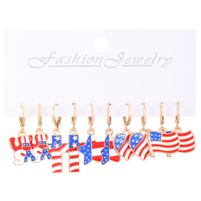 Wholesale National Flag Ice Cream Star Boots Cross Love Set Earrings Cross Border Accessories