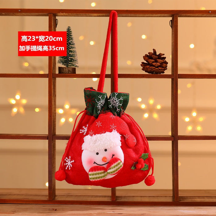 Wholesale Christmas Neck Gift Bag Happy Decal Flower Handbag Candy Bag Cartoon Children' s Handbag Apple Bag Gift Bag