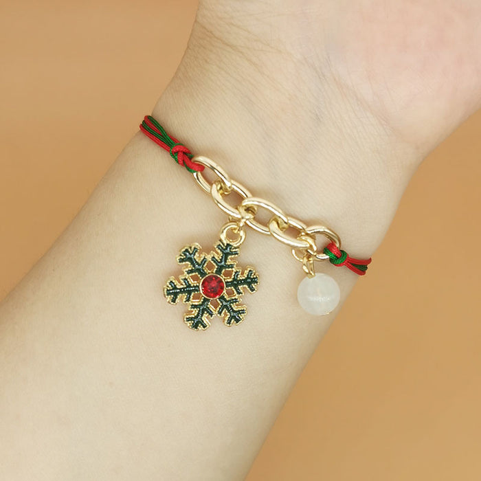 Wholesale Luminous Christmas Woven Bracelet Alloy  Tree Bell Snowflake Lucky Bag Luminous Hand Ornaments