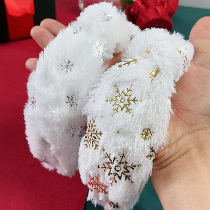 Wholesale Christmas plush headband with gold foil,  snowflake headband,  sweet plush hair,  autumn and winter headband,  holiday headband