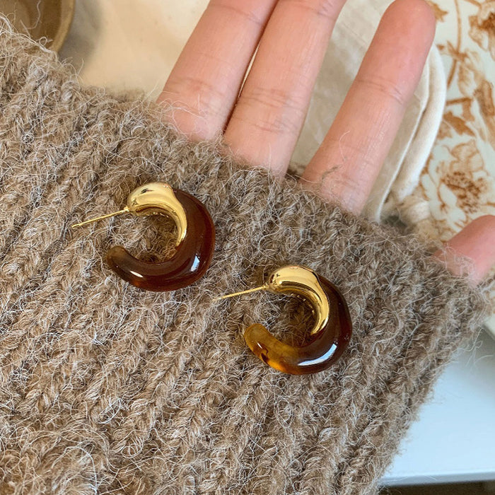 Wholesale  silver needle geometric irregular resin earrings heart earrings