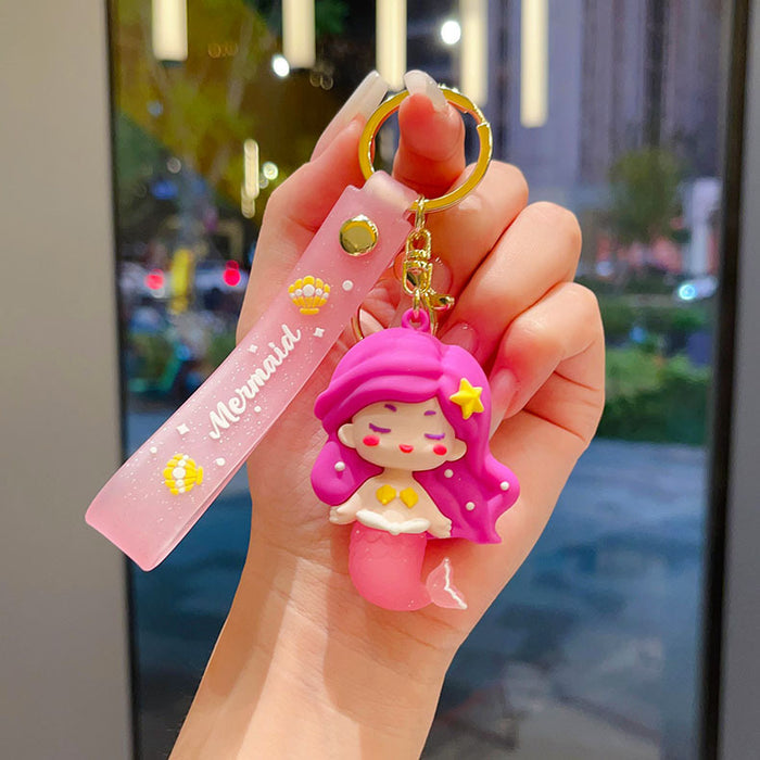 Wholesale Cartoon mermaid keychain pendant cute mermaid doll car key chain bag pendant small gift