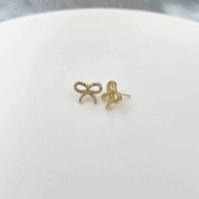 Wholesale Bow Earrings Elegant Zircon Super Flash Plated 18K Earrings