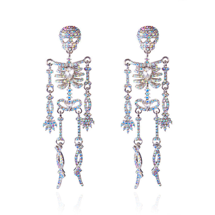 Wholesale  Series Earrings Niche Design Full Diamond Sparkling Movable Skull Earrings