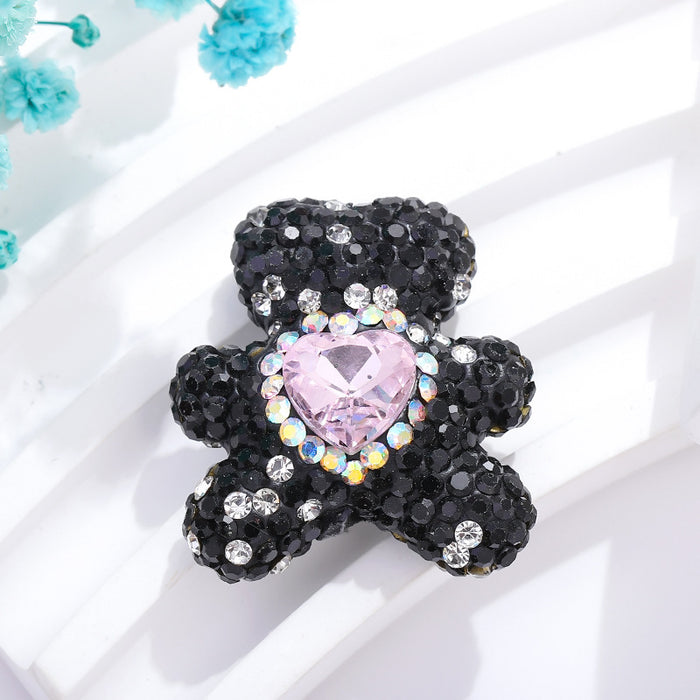 Wholesale Colorful Soft Pottery Diamond Care Bear Straight Hole Beads JDC-BDS-NanT004