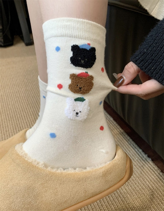 Wholesale Colorful polka dot tube socks for girls, pure cotton pile socks