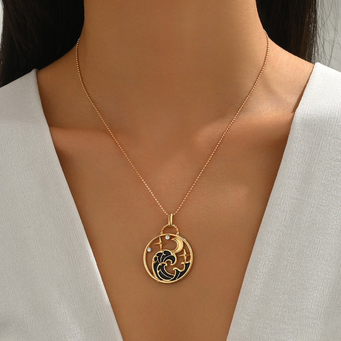 Wholesale Niche Design Shell Wave Necklace Fashion Drip Oil Conch Collar Chain