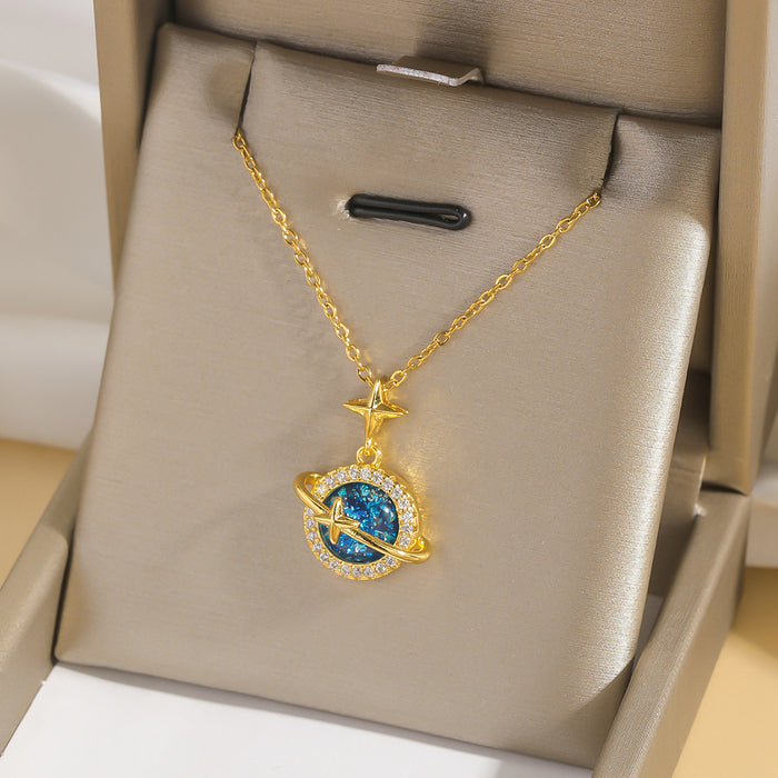 Wholesale Vintage necklace with micro inlaid zircon collarbone chain