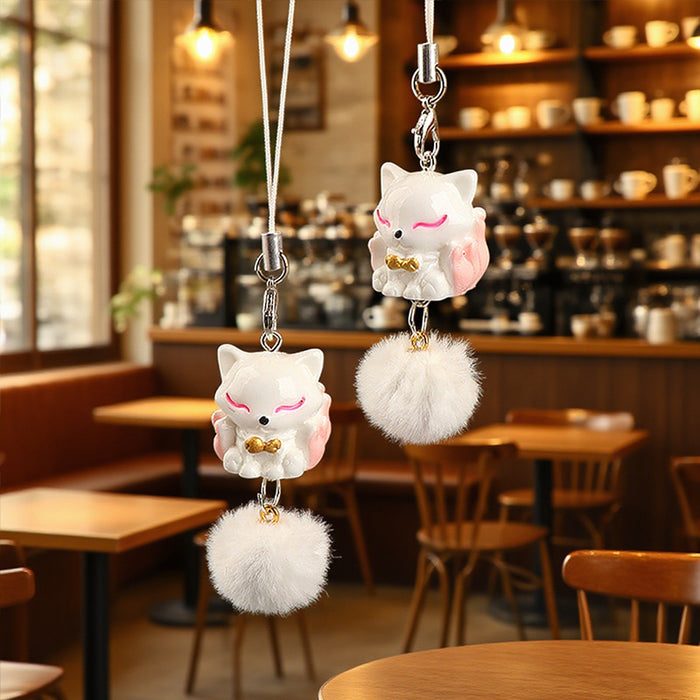 Wholesale Cute Little Fox Fur Ball Pendant Bead Keychain