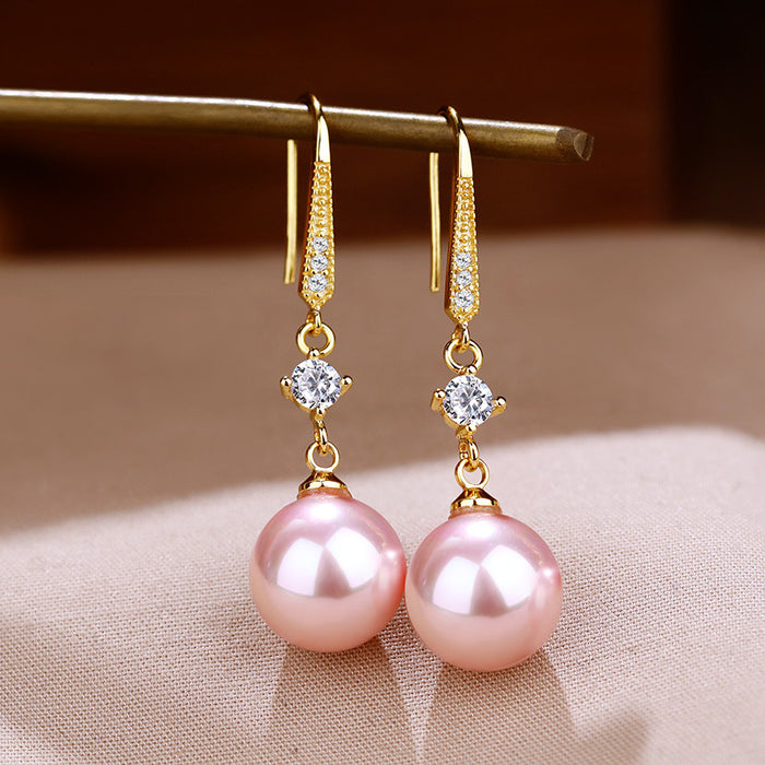 Wholesale Pearl zircon earrings with fashionable and versatile style, earrings and hooks