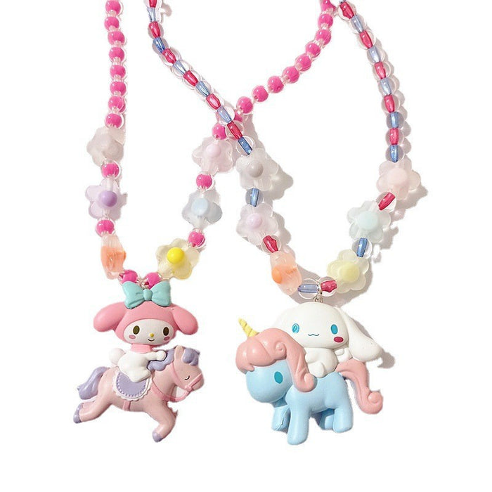 Wholesale Cartoon Necklace Unicorn Children' s Elastic Necklace Student Play Necklace