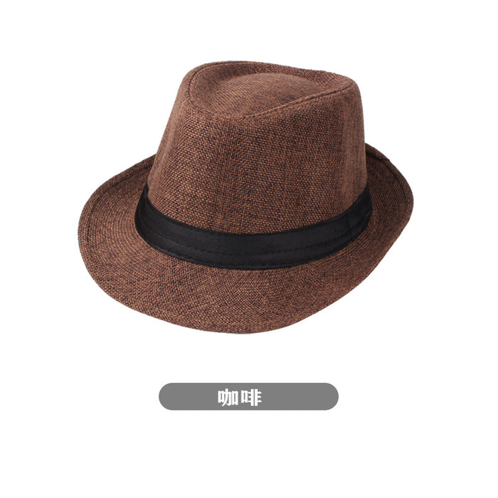 Wholesale Spring and Summer Hats Men's Solid Color Linen Hats Casual Couple Hats Sun Hats Jazz Hats Straw Hats Sunshade JDC-SH-DG002