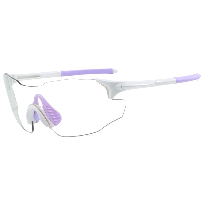 Wholesale White frame photosensitive color changing riding glasses for day and night use, outdoor bicycle climbing glasses, UV protection, leisure