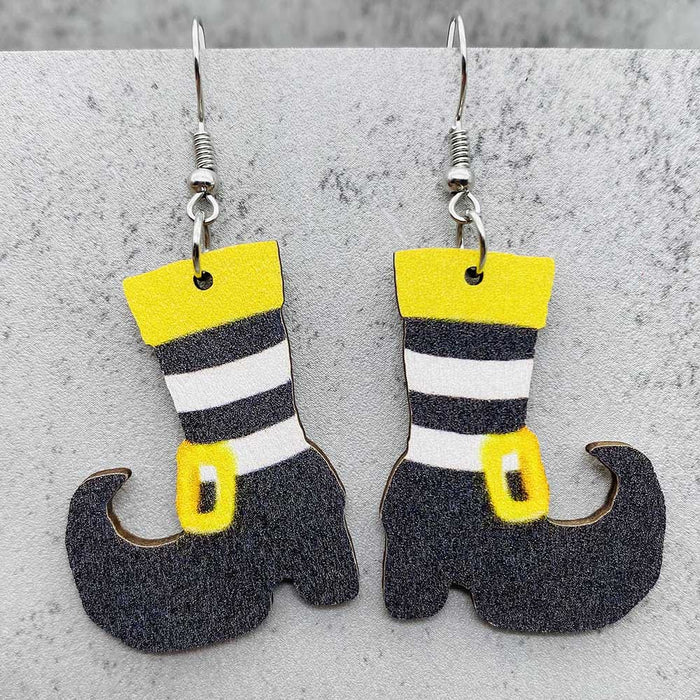 Wholesale   earrings horror ghost witch medicine jar printed wooden earrings holiday jewelry