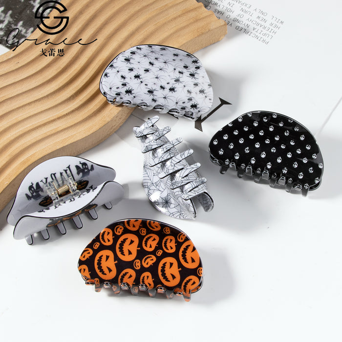 Wholesale Pumpkin Half Round Hair Claw Clip Trendy Decorative PVC Hair Accessory
