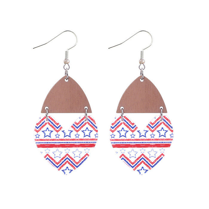 Wholesale Star earrings with striped heart-shaped acrylic patchwork earrings and earrings