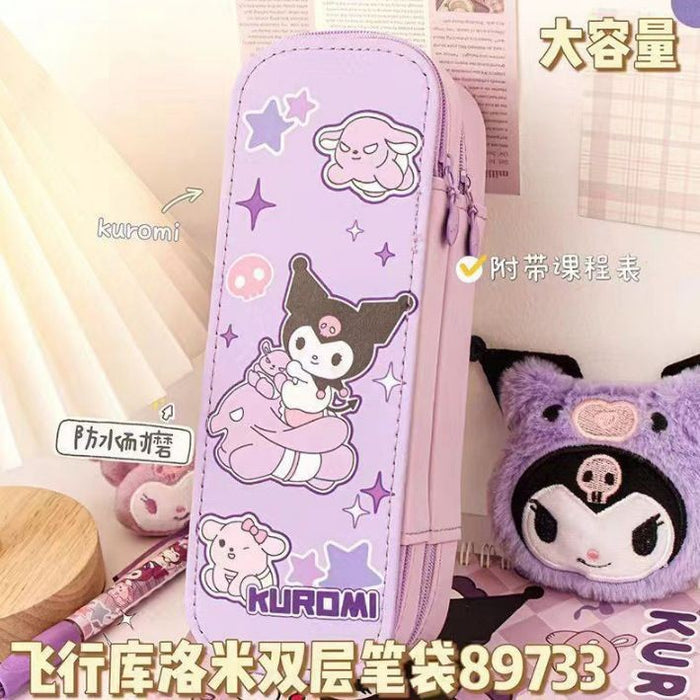 Wholesale Cute Double Layer Cloth Pencil Case Large Capacity