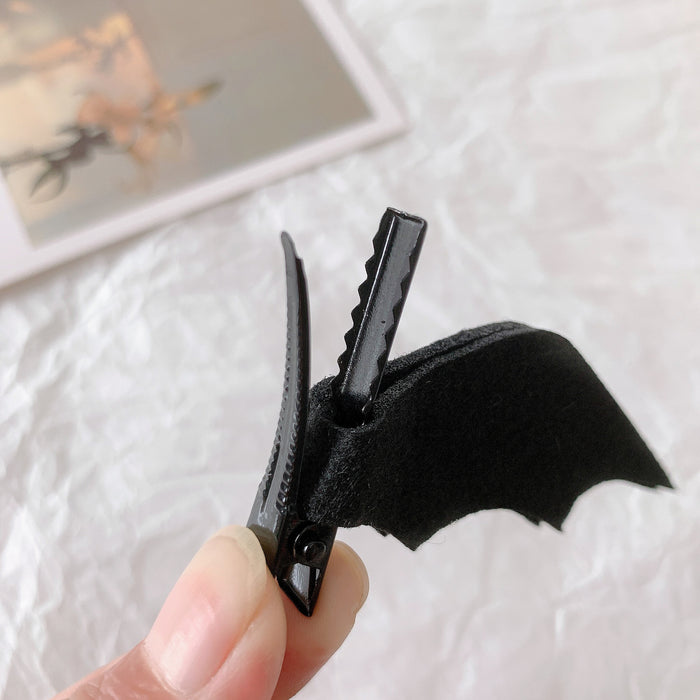 Wholesale Non-woven Halloween Devil Bat Ear Hair Clip JDC-HC-GuGuGu001