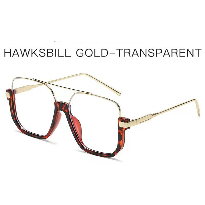 Wholesale Sunglasses for women in summer, bare faced, double beam large frame, anti blue light retro glasses, high-end street photography sunglasses