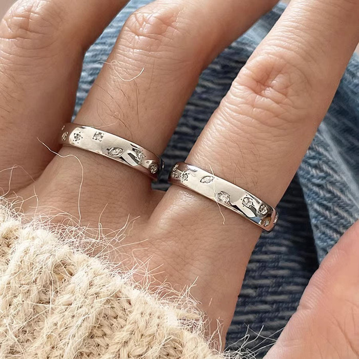 Wholesale Micro inlaid small diamond ring, star niche, high-end feeling, simple style, exquisite opening, adjustable ring, new product