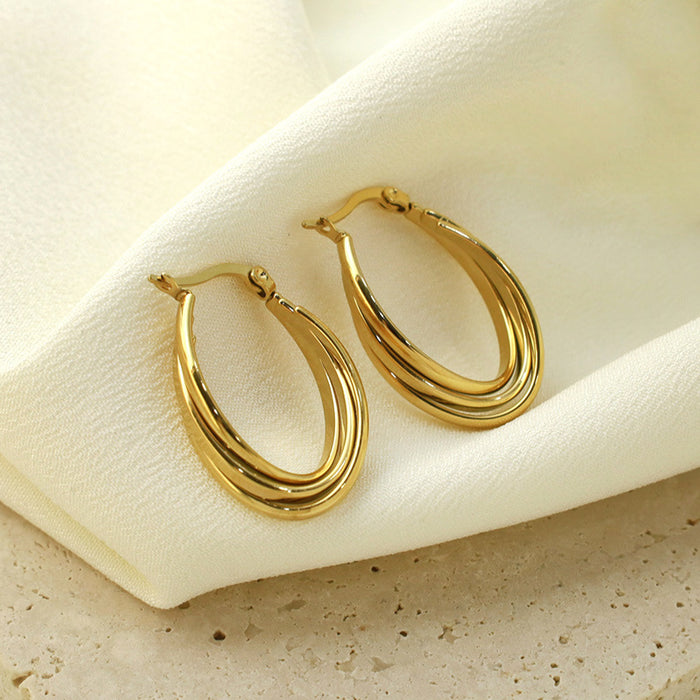 Wholesale Irregular Line Three-Ring Earrings