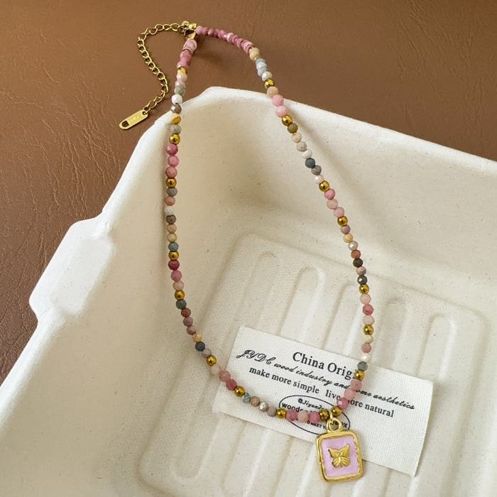 Wholesale Advanced style new natural stone bead necklace, fashionable, light luxury, niche, high-end temperament, versatile collarbone chain