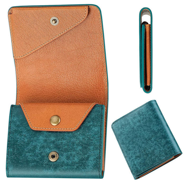 Wholesale Chic Men' s Genuine Leather Bifold Wallet Short Simple Everyday Gift
