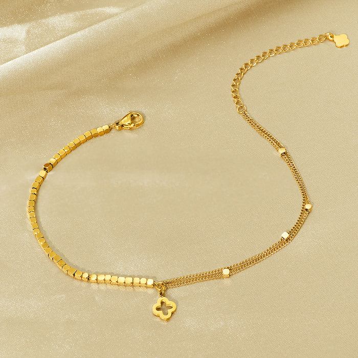 Wholesale Summer Simple Silver  Bracelet Style Light Luxury Niche Titanium Steel Anklet