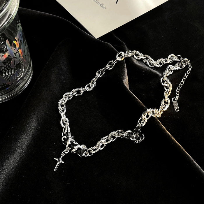 Wholesale Niche winding titanium steel necklace, personalized collarbone chain, sweater chain